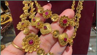 Tanishq 22k Bridal Necklace Set Designs with Price/Layer Necklace Design/Nakashi Necklace/Deeya