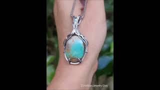 Oceania. Arizona turquoise sterling silver handmade fantasy pendant by zd_artisan_jewelry IG