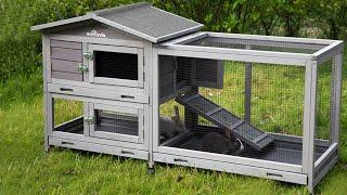 Aivituvin Rabbit Hutch Indoor Outdoor Bunny Cage-AIR19 (Inner space 9.6ft²)