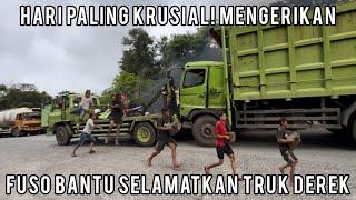 Mengerikan, Hari Paling Krusial Fuso Bantu Selamatkan Truk Derek & Dump Truck Hino di Sitinjau Lauik