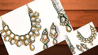Jewellery Illustration Tutorial | Beginner Friendly | Only Water colour's Medium 