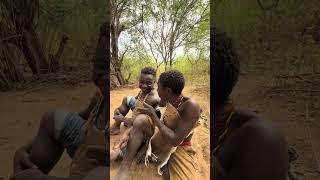 Hadzabe Tribe bushmen teach each other how to say Database in English 