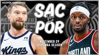 Sacramento Kings vs Portland Trail Blazers Full Game Highlights | Nov 29 | 2025 NBA Season