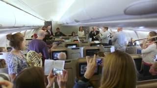 Australian World Orchestra pop-up performance on Qantas flight