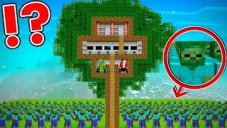 JJ and Mikey Built a SECURITY HOUSE Inside a Huge TREE vs ZOMBIE APOCALYPSE in Minecraft - Maizen