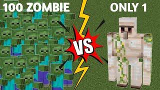 100 ZOMBIES VS 1 IRON GOLAM || MINECRAFT || NEERAJ GAMERZ