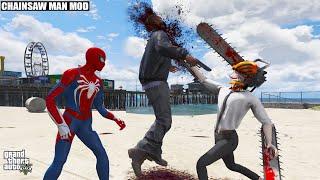 GTA 5: Chainsaw Man (DENJI) SAVES Spider-Man from Kidnappers! | #3 Chainsaw Man Mod
