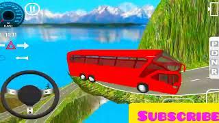 #Red bus driving on green mountain very beautiful@Doctor_gamer1