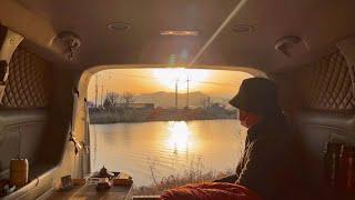 [#4] 강변에서 일출과 함께 차박 #carcamping #차박 #강변캠핑 #솔로차박 #초보차박