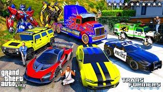 GTA 5 - Stealing TRANSFORMERS Movie Vehicles with Franklin! (Real Life Cars #146)