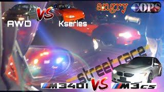 turbo integra awd vs kseries hatch all motor street race angry cop