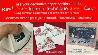 Learn the EASY way to make cards with PAPER  NAPKINS | NO GLUE | use this iron-on DIY!