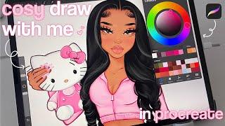 ⋆˚𝜗𝜚˚⋆1hr of late night digital drawing | cosy ipad draw with me and asmr | comfy lofi music 