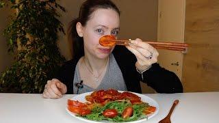 ASMR Whisper Eating Sounds | Fried Sausage & Potatoes | Rocket Salad