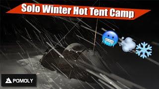 Winter Hot Tent in Wind and Snow: Solo Camping with 2 Dogs in the Pomoly Locomotive 2!