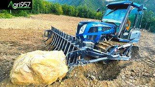 How to PUSH BIG ROCKS OUT of the FIELD! MADE in : LANDINI TREKKER 4-105 & A&M STONES DOZER BLADE