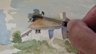 Simple buildings in watercolor (easy techniques for watercolor painting)