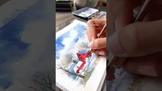 Winter landscape #winterwonderland #watercolor #winterlandscape #art #watercolorartist #countryside