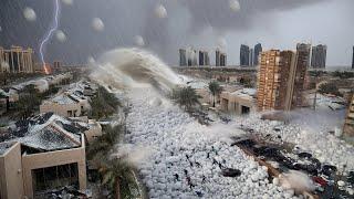 Chaos has hit Qatar! People run for cover, hail storm bombards Doha