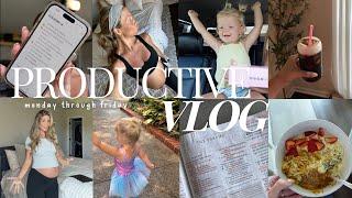 PRODUCTIVE VLOG! typical work week, bible study, meals, & workouts as a very pregnant toddler mom :)