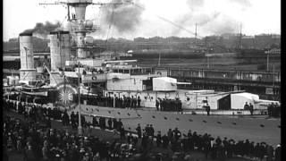 German Cruiser, SMS Emden, III, serving as a training ship, departs  Wilhelmshave...HD Stock Footage