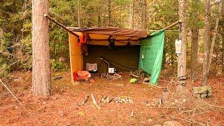 Multi Day Wilderness Camp in a Tarp Mansion with a Woodstove!