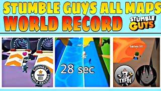 ALL MAPS WORLD RECORD  IN STUMBLE GUYS  || ALL MAPS SPEED RUN