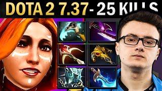 Lina Gameplay Miracle with 25 Kills and Gleipnir - Dota 2 7.37