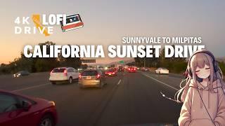 [Lofi Drive] Sunnyvale to Milpitas 4K Drive | California Sunset Drive