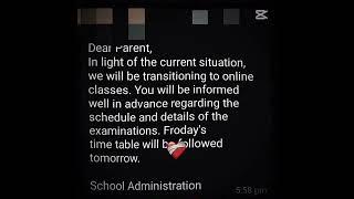 POV:you are worrying about final exams than this msg pulls up from the school
