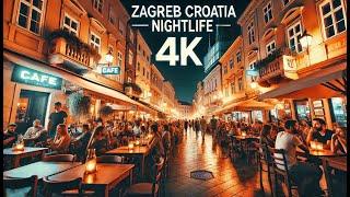 Croatia Nightlife 4K Walking Tour | 4K Zagreb Night walk 2025