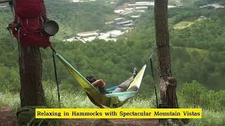 Relaxing in Hammocks with Spectacular Mountain Vistas #camping #Hiking,#short, #campingpixel