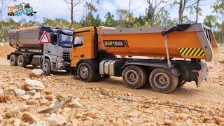 RC Dump Trucks | Narrow Road Ahead For Wltoys 14600 and Double E E590 | Cars Trucks 4 Fun