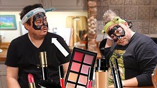Daz and Will try using women's makeup.