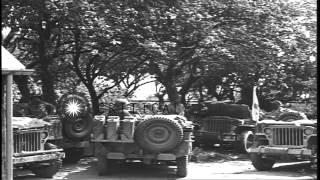 Soldiers set up Advanced Command Post of US 3rd Armored Division and a soldier re...HD Stock Footage
