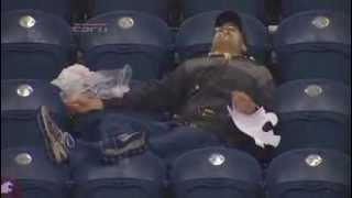 Drunk Fan Eating Popcorn at Football Game! Funny Video