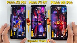 Poco x3 pro vs Poco f3 gt vs Poco x5 pro speed test and comparison all features