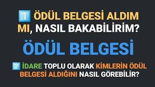 "ÖDÜL BELGESİ/MAAŞLA ÖDÜL" ALDIM MI, KİMLER ALDI? NASIL ÖĞRENEBİLİRİM?