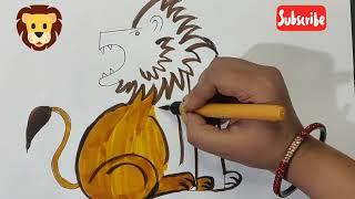 Easy Lion drawing 5+6=11 #trending #drawing #lion #kidsart #kids #easydrawing #numberdrawing #viral