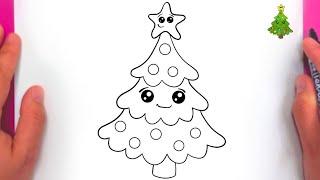 Desenez un BRAD de CRACIUN Dragut Usor Pas cu Pas KAWAIIHOW TO DRAW Cute & easy CHRISTMAS TREE