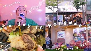 life in korea  hongdae, haha and kim jong kook's restaurant, noraebang, sanrio cafe