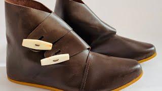 AnNafi® Viking Shoes | Medieval Boots Renaissance Cosplay Footware BROWN Roman Double Toggle Boots