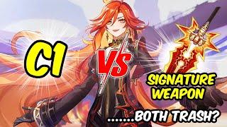 THINK BEFORE YOU PULL! Mavuika C1 Vs Signature Weapon...Or None? Genshin Impact