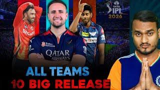 IPL 2026 - ALL TEAMS 10 BIGGEST RELEASE PLAYER | AUCTION | MI, RCB, CSK, GT, LSG, KKR, RR, SRH, PBKS