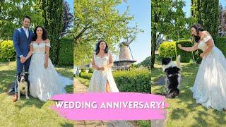 WEDDING ANNIVERSARY VLOG! First Wedding Anniversary wedding outfits & dinner in a windmill!