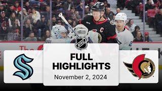 NHL Highlights | Kraken vs. Senators - November 2, 2024