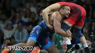 Aaron Brooks takes down top-seeded Azamat Dauletbekov in Olympic debut | Paris Olympics | NBC Sports