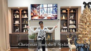 Christmas Decorate With Me | Deck The Shelves Christmas Bookshelf Decorating Ideas | Built Ins Tips