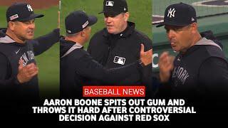 Aaron Boone spits out gum and throws it hard after controversial decision against Red Sox
