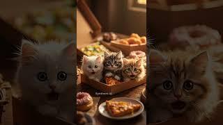 Pizza & Donut Loving Cats Sing APT Purr-fectly!  #viralcats #apt #shorts #singingcats #cutecats